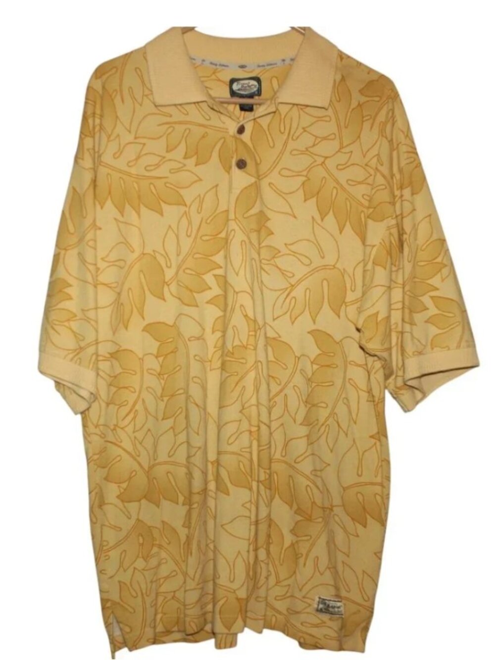 TOMMY BAHAMA Men’s Yellow Hawaiian Polo Shirt XL Beach Floral Tropical